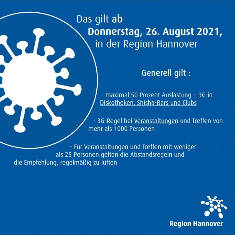 3G-Regel in der Region Hannover.