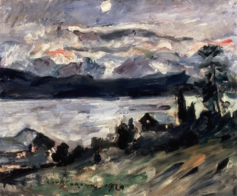 Gem&auml;lde Lovis Corinth, "Walchensee Johannisnacht" 1920, &Ouml;l auf Holz 48 &times; 58 cm 
