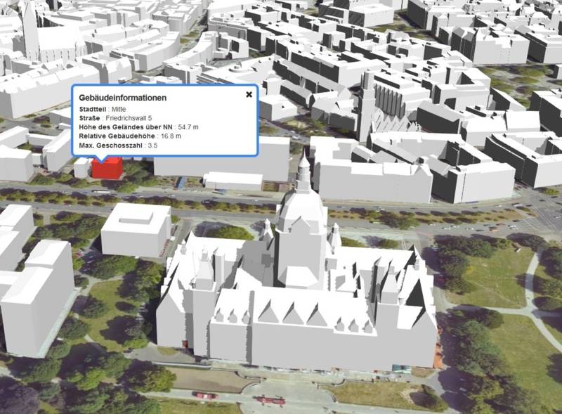Ansicht des digitalen 3D-Stadtmodelles „Hannover 3D“