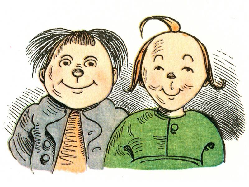 Eine Zeichung von zwei Jungen (Max und Moritz).