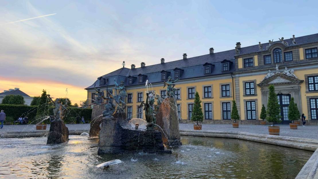 Herrenhäuser Gärten bei Sonnenuntergang