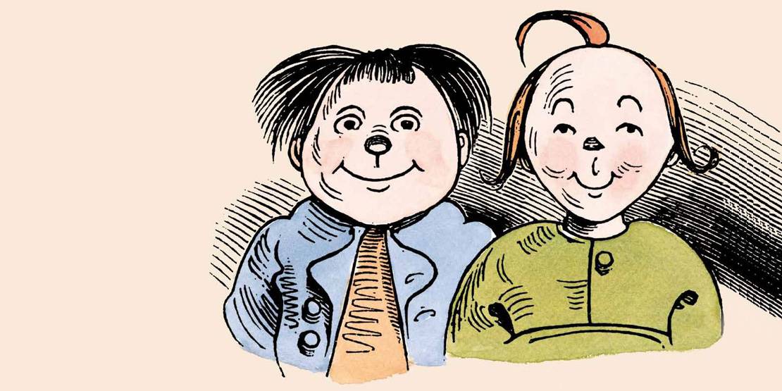 Eine Zeichnung der Wilhelm Busch-Figuren Max und Moritz