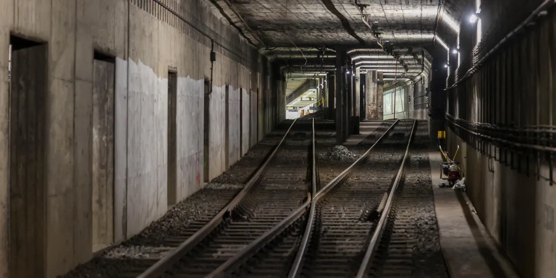 Die Gleise im Stadtbahntunnel an der Station Waterloo.