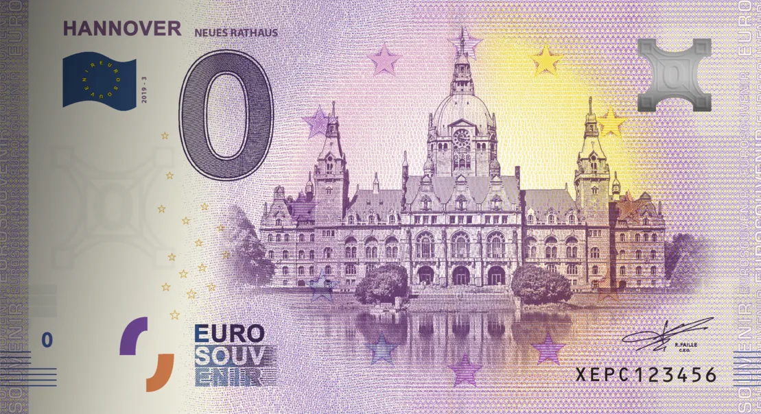  Null-Euro-Schein mit dem hannoverschem Rathaus