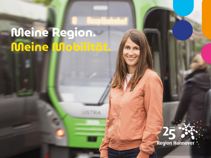 Porträt einer Frau vor einer Stadtbahn.