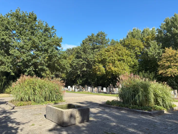 Ein Platz auf einem Friedhof.