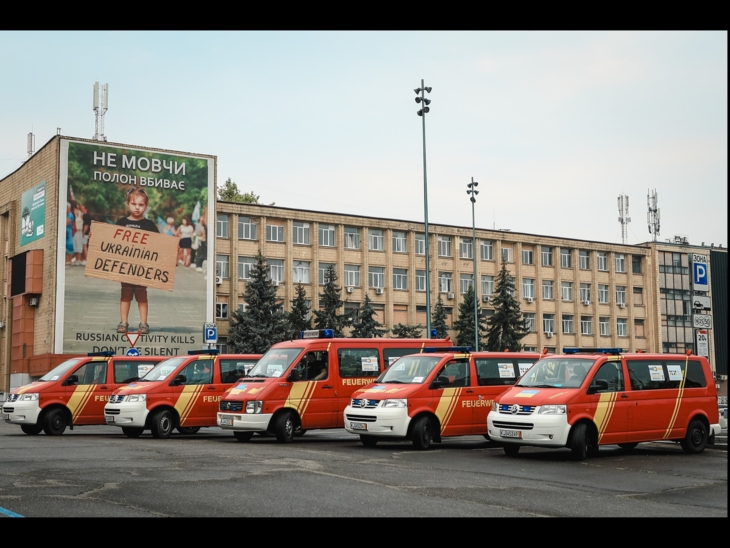 Ankunft der Fahrzeuge in Mykolajiw