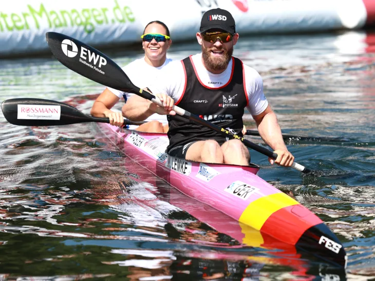 Kanu-Parallelsprint im K2-Mixed auf dem Maschsee.