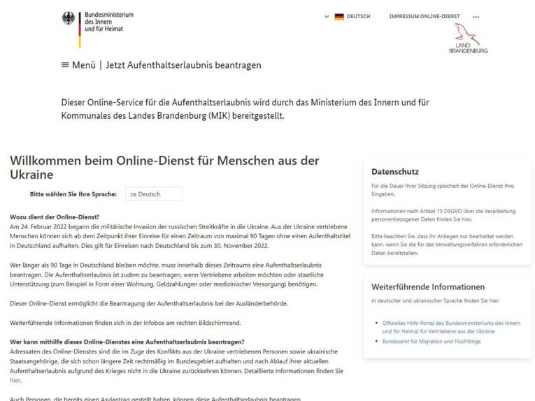 Oberfläche einer Internetseite.