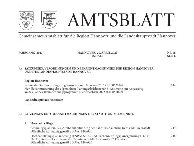 Erste Seite Amtsblatt