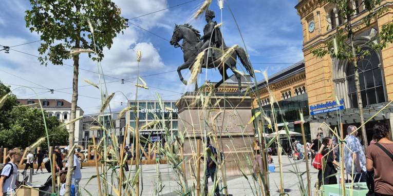 Grüne Wand vor Reiterdenkmal