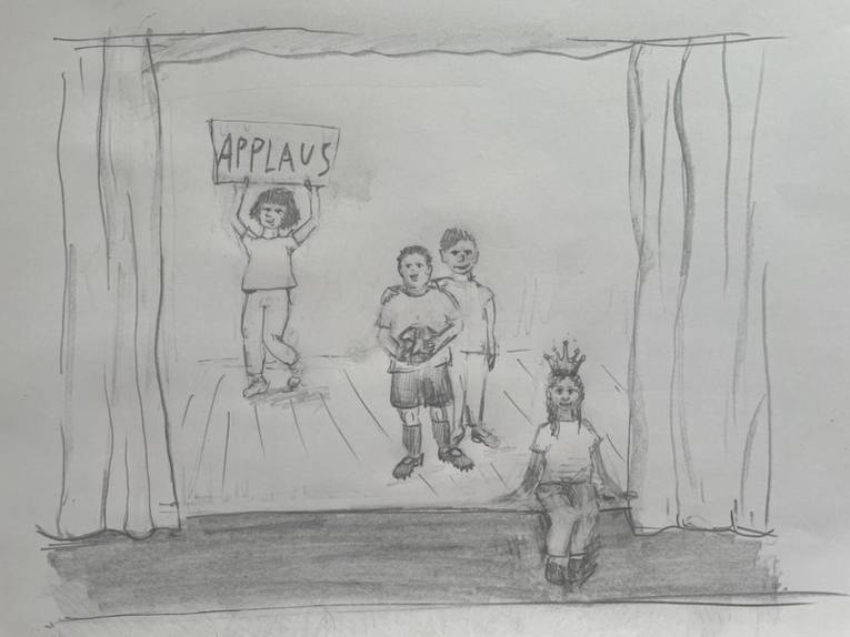 Kleine Zeichnung einer möglichen Theaterszene