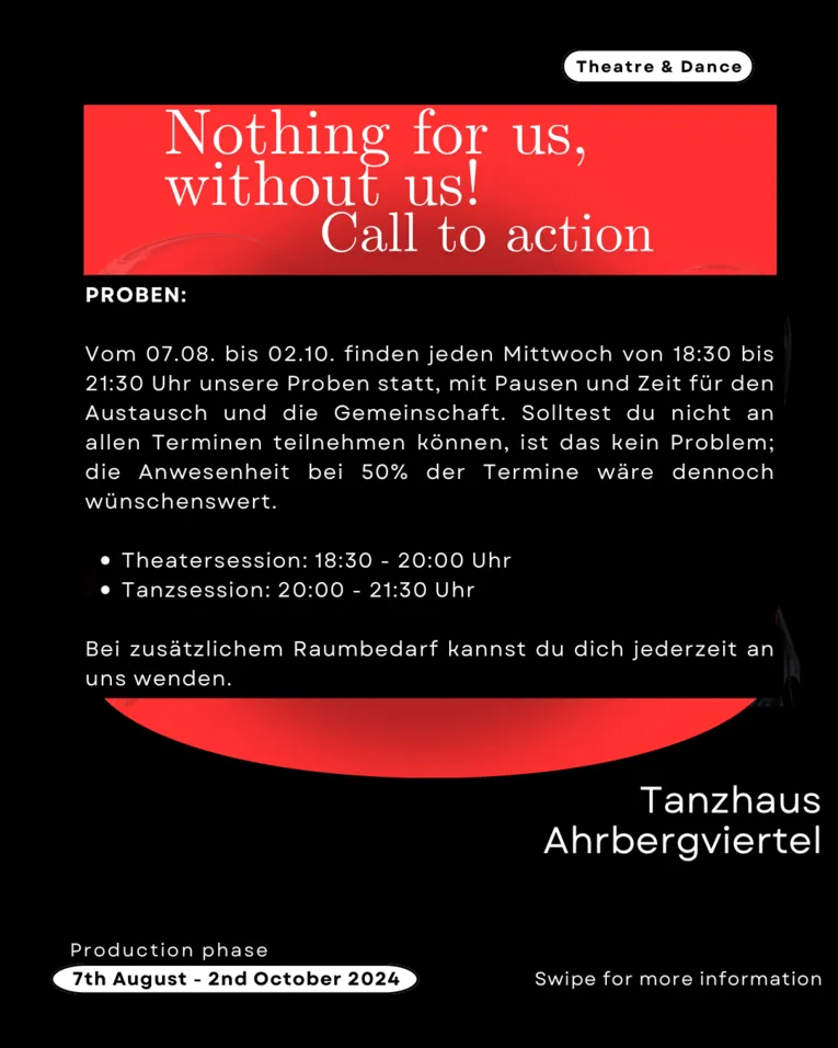 Ein Flyer mit dem Titel "Nothing for us without Us - Call to Action"