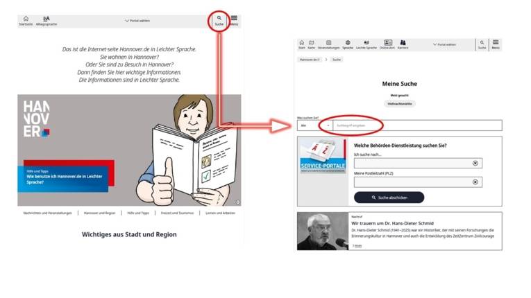 Das Suchfeld im Leichte-Sprache-Portal.
