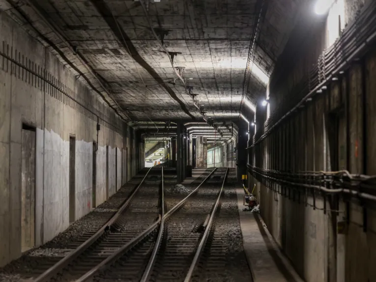 Die Gleise im Stadtbahntunnel an der Station Waterloo.