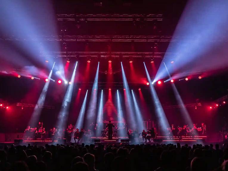 Ein Orchester auf einer Bühne