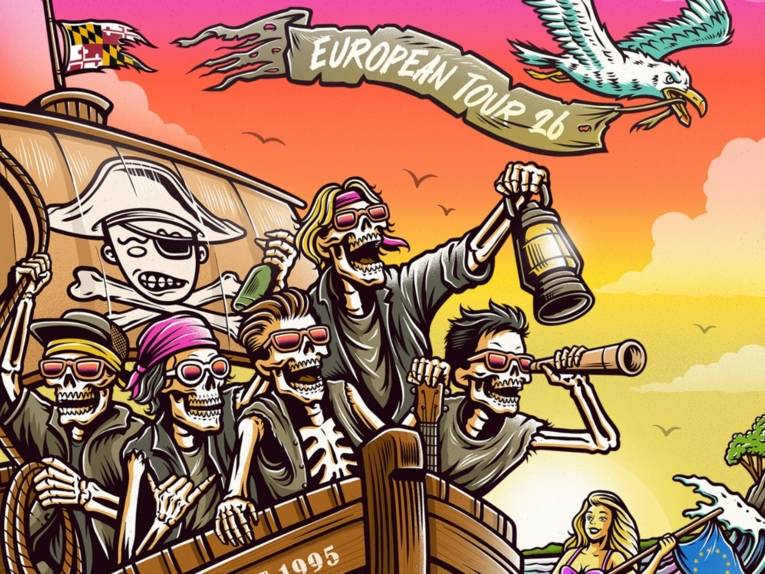 Zu sehen ist ein illustriertes Plakat der Band Ballyhoo!