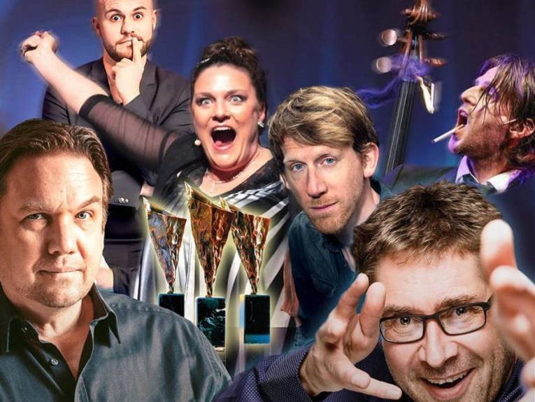 Bildcollage von fünf Männern und einer Frau