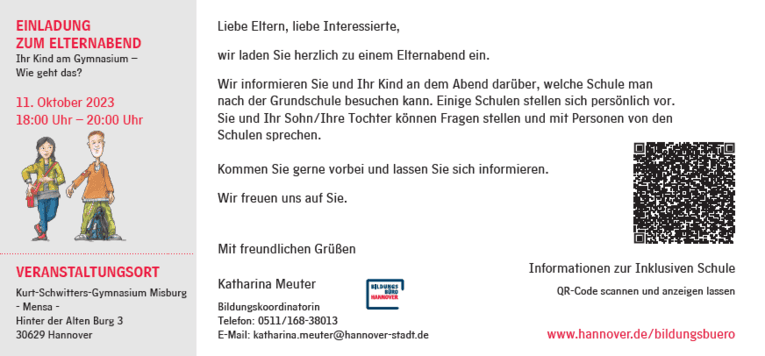 Einladungskarte GE-Elternabend 2023