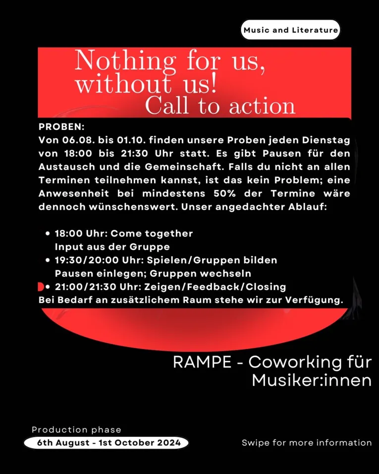 Ein Flyer mit dem Titel "Nothing for us without Us - Call to Action"