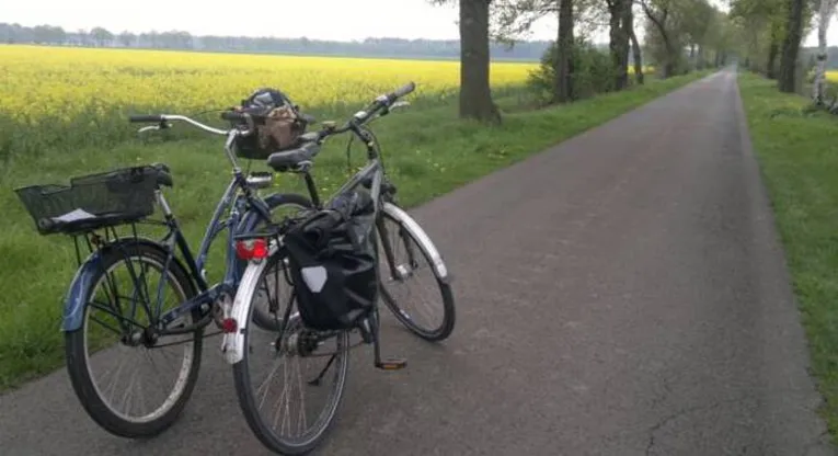 2 Fahrräder auf einer Landstraße