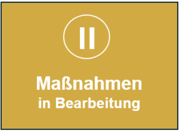 Quadrat mit dem Hinweis auf Maßnahmen die derzeit vorbereitet werden.