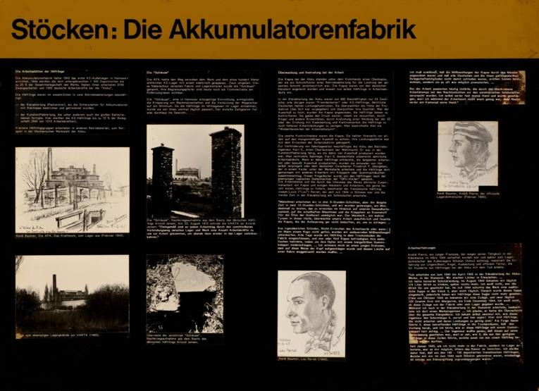Tafel zum KZ Stöcken in der Ausstellung "Konzentrationslager in Hannover 1943-1945"