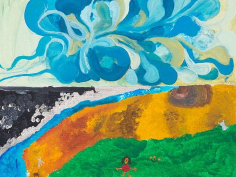 Ein buntes Kunstwerk der Gruppe Fliegende Blume Kunst hilft e. V.