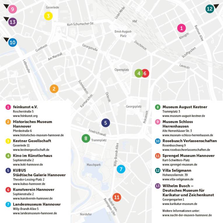 Nacht der Museen: Lageplan