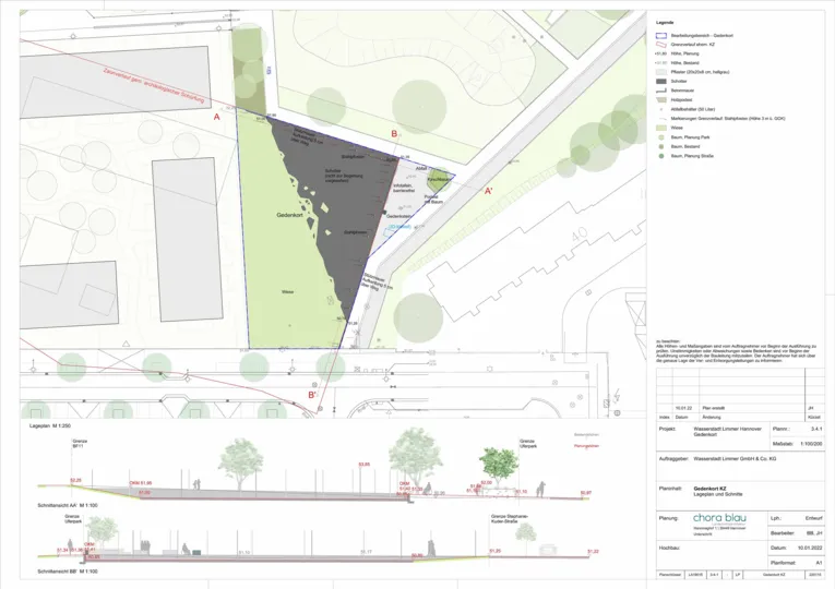 Gestaltungsentwurf f&uuml;r den Gedenkort an das KZ Limmer in der "Wasserstadt Limmer", 2022