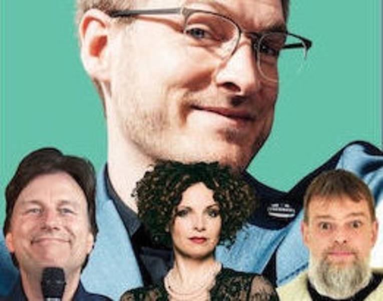 Fotocollage von drei Männern und einer Frau