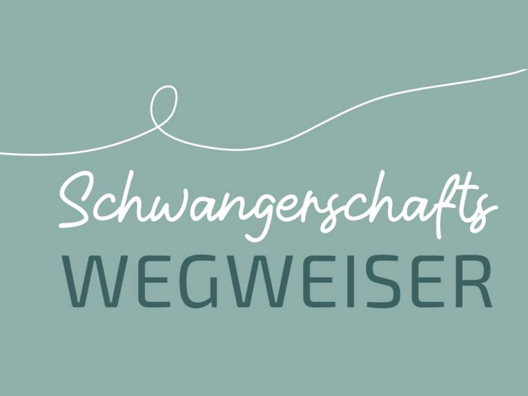 Text Schwangerschaftswegweiser auf grünem Hintergrund
