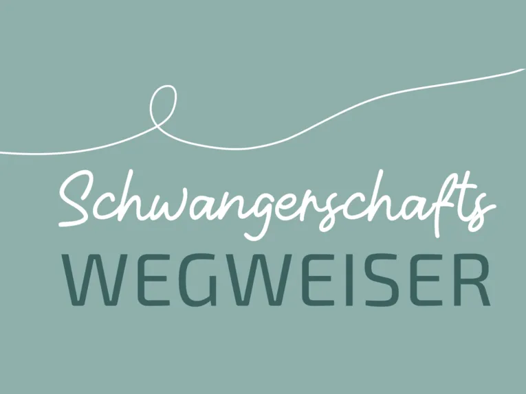 Text Schwangerschaftswegweiser auf grünem Hintergrund