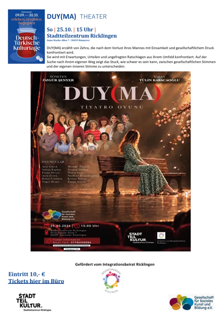 Werbe Poster für das Theaterstück mit den schauspielern und anderen dazu passenden Symbolen.