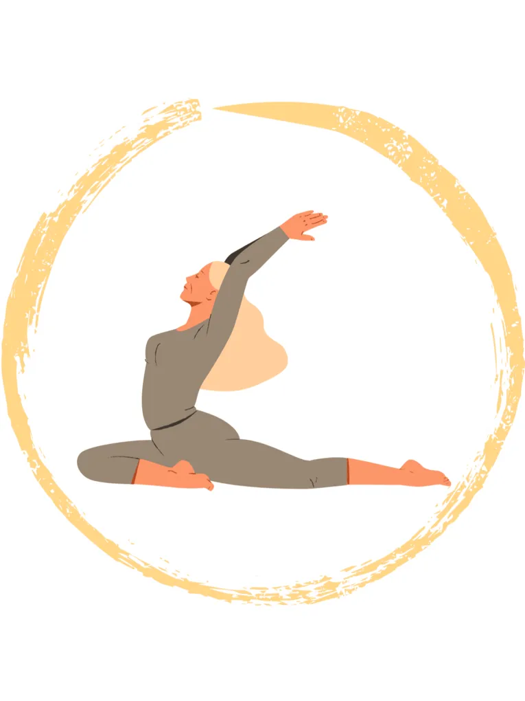 Illustrierte Frau die eine Yoga Übung macht.