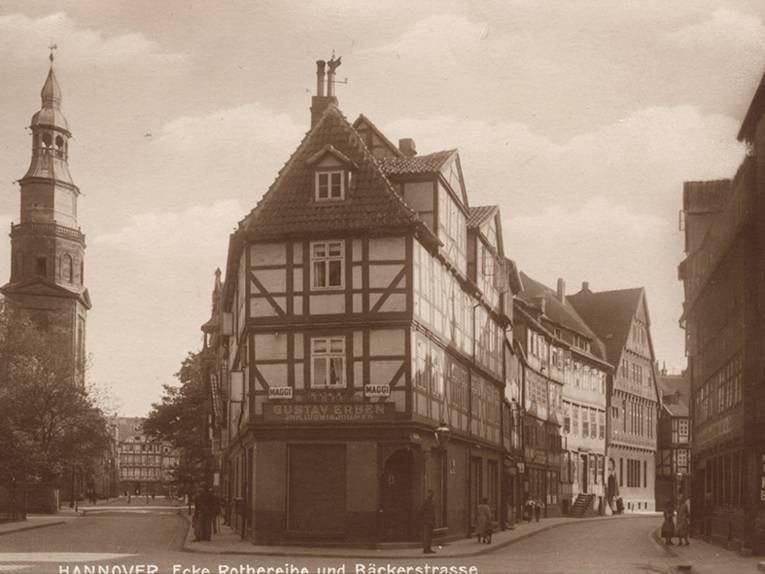 Hannover-Calenberger Neustadt. Rote Reihe und Bäckerstraße. Kunstanstalt Cramers, Dortmund, Foto-Postkarte, 1900-1909