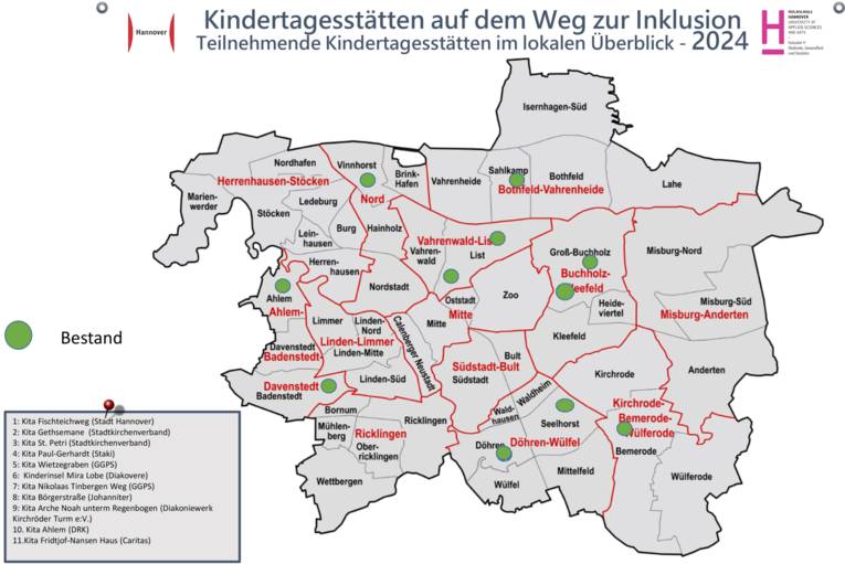 &Uuml;bersichtskarte: Teilnehmende Kitas im &Uuml;berblick 2024