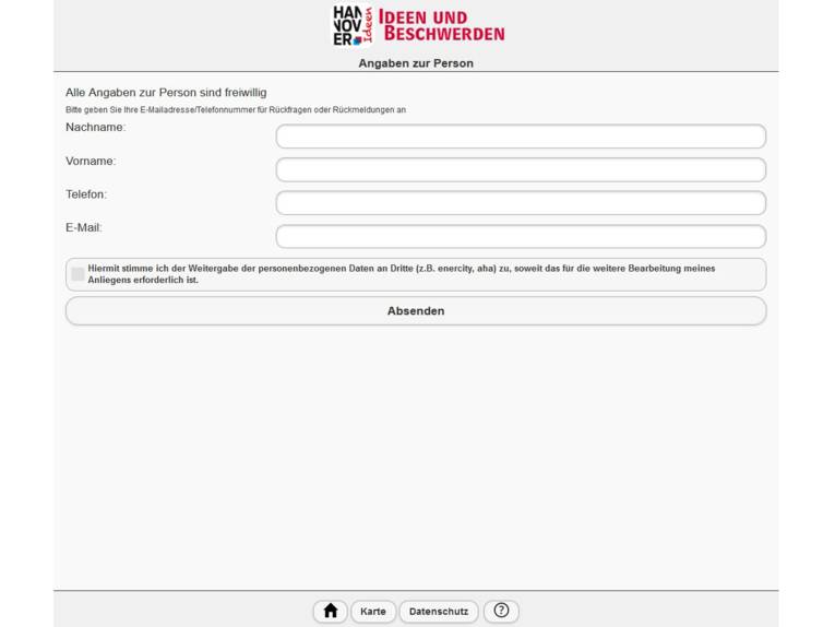 Ein Screenshot der M&auml;ngelhinweiskarte im Internet.