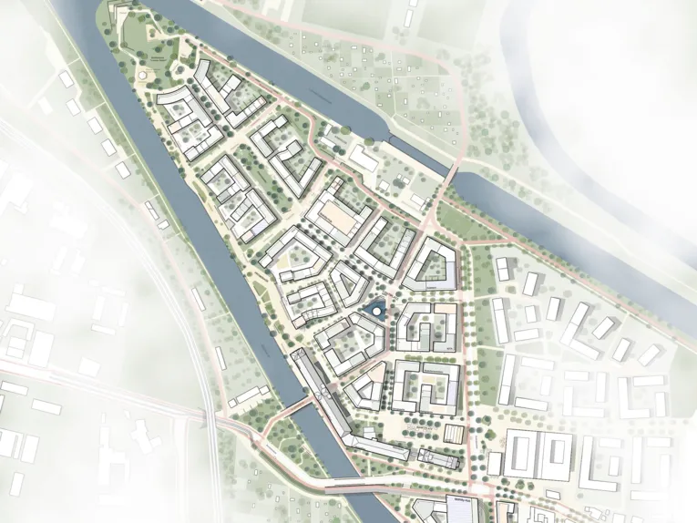 Visualisierung eines Stadtquartiers.
