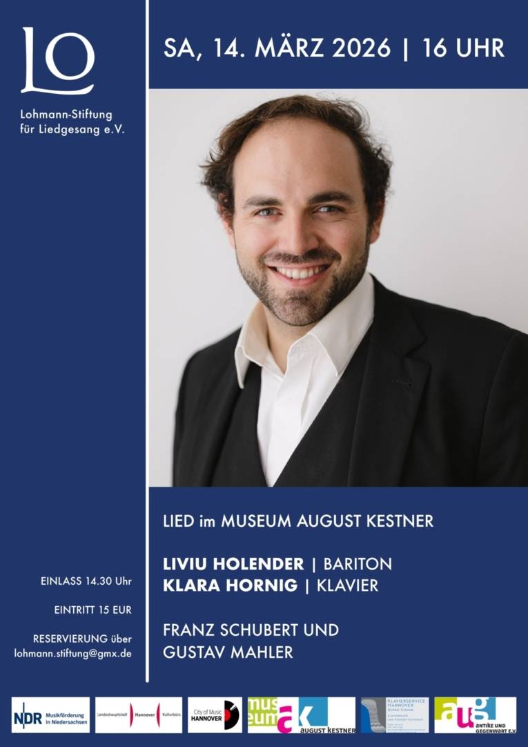 Plakat zum Liedernachmittag mit Liviu Holender und Klara Hornig am 14.03.2026