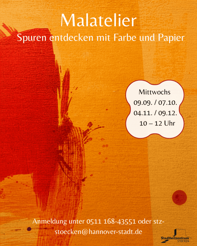 Auf dem Bild steht Maltatelier - Spuren entdecken mit Farbe und Papier