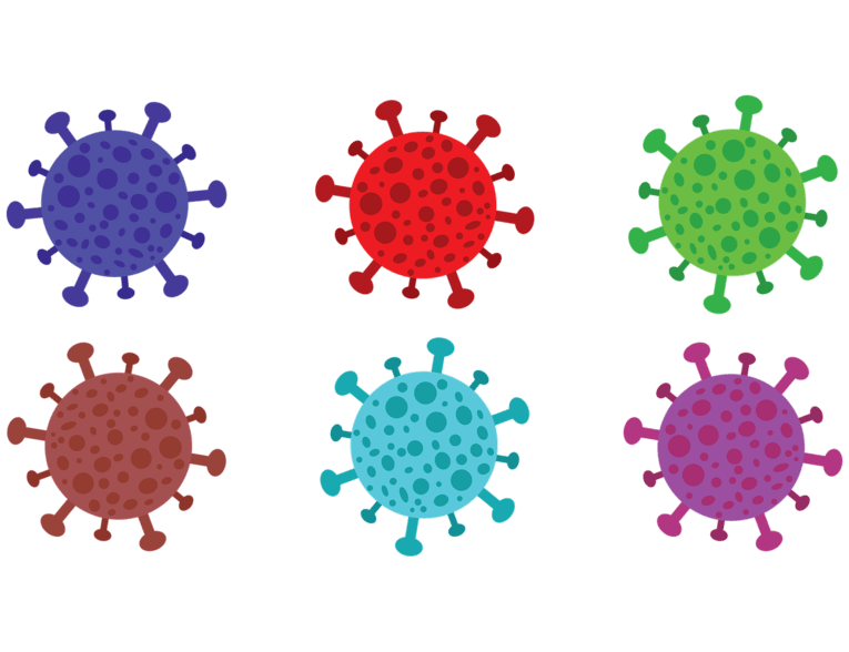 Bunte SARS-CoV-2 Viruszellen