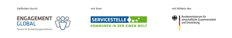 Logos von Engagement Global, Servicestelle Kommunen in der Einen Welt und Bundesministerium f&uuml;r wirtschaftliche Zusammenarbeit und Entwicklung (BMZ)