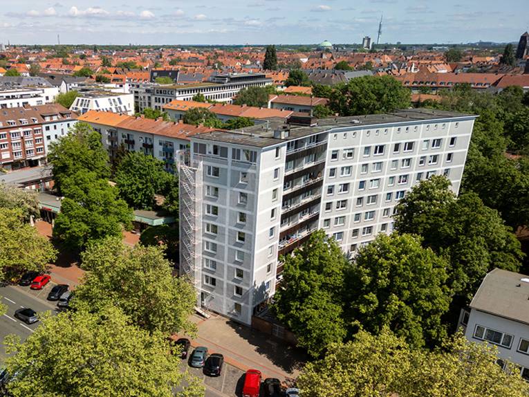 Luftbild vom sog. „Constructa-Block“ in der Südstadt Hannovers, Digitalfoto, Ulrich Pucknat, 05.2024
