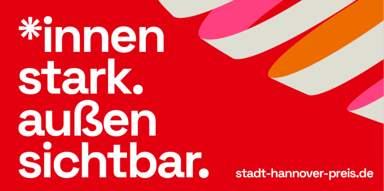 Eine Wort-Bild-Marke. Darauf steht "Stadt Hannover Preis Frauen machen Standort".