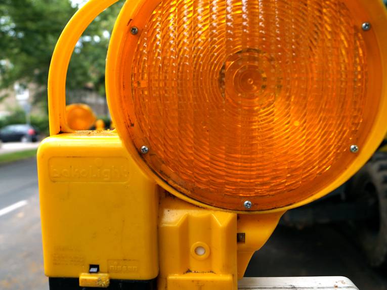 Baustellenlampe in der Nahaufnahme