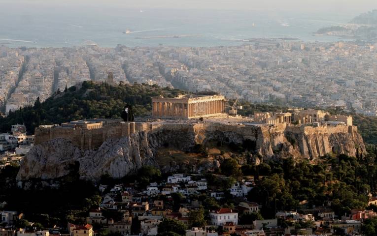 Panoramaaufnahme von der der Akropolis in Griechenland