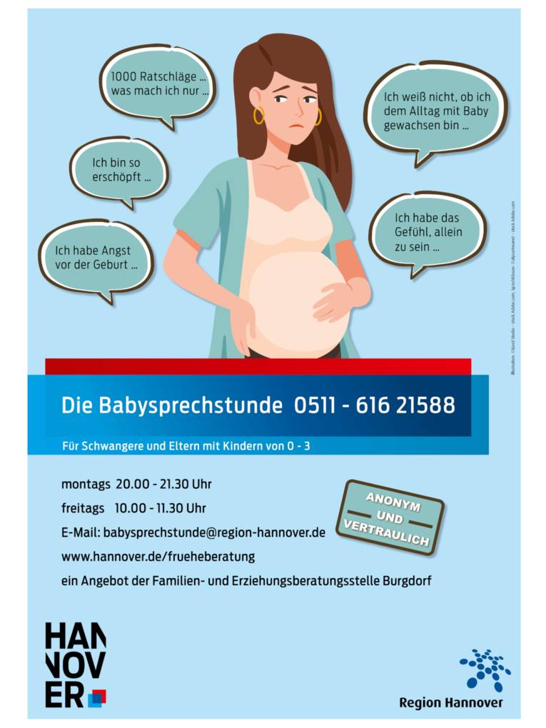 Plakat im Comicstil und Text in Sprechplasen und Text in grafischen Elementen unter der Zeichnung.