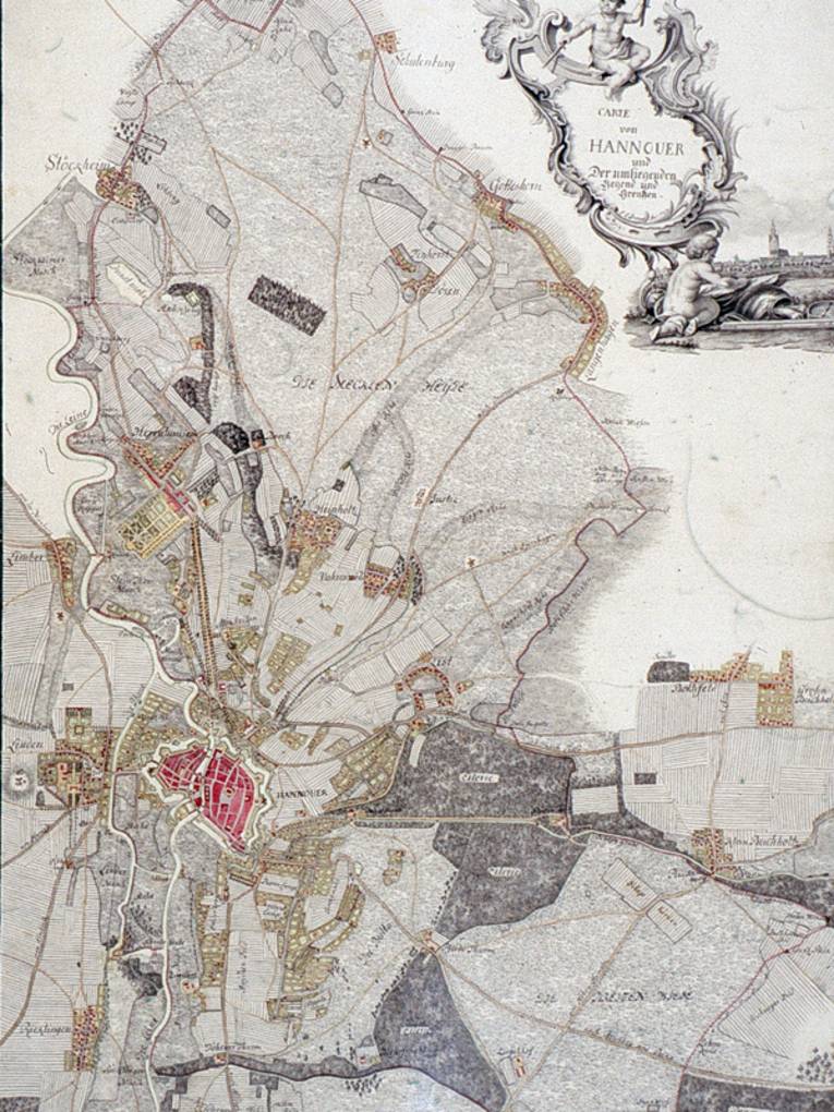 Ausschnitt aus einer alten Karte von Hannover und Umland