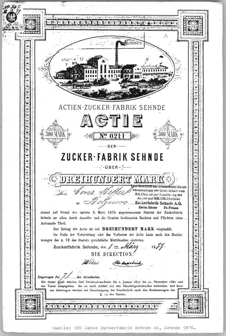 Aktie Zuckerfabrik Sehnde